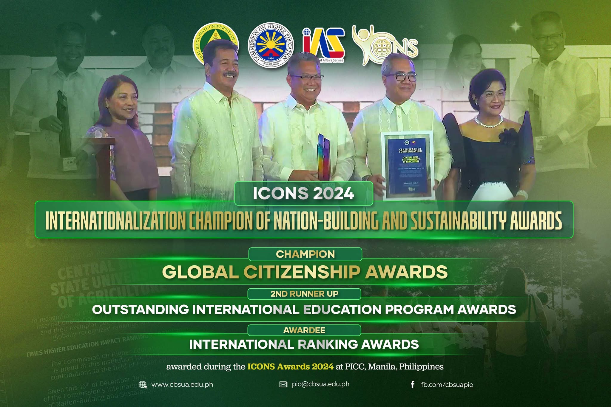 𝐂𝐁𝐒𝐔𝐀 𝐁𝐀𝐆𝐒 𝐈𝐂𝐎𝐍𝐒 GLOBAL CITIZENSHIP AWARD, 2ND RUNNER UP FOR OUTSTANDING INTERNATIONAL EDUCATION PROGRAM AWARD